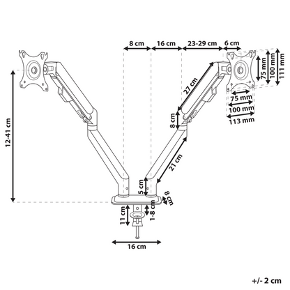 Dual Monitor Arm Aluminium Desk Clamp Rotatable Black