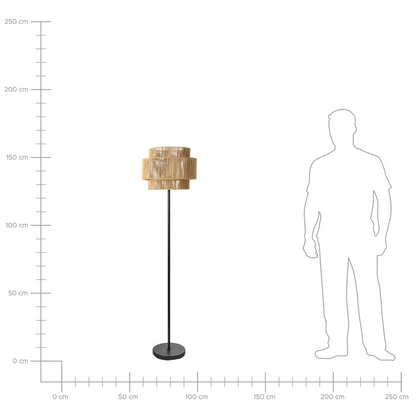 Floor Lamp Natural Paper Rope Matte Black Base Boho Style