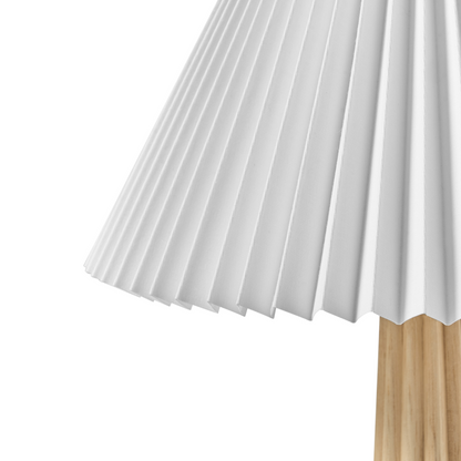 Woodline Table Lamp Natural Rubberwood Industrial White Fabric Shade