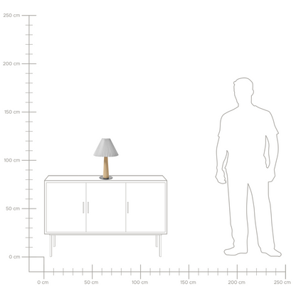 Woodline Table Lamp Natural Rubberwood Industrial White Fabric Shade