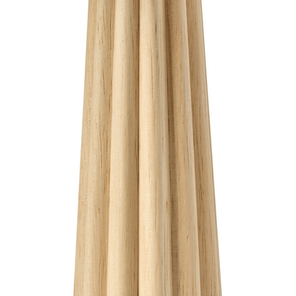 Industrial Floor Lamp Natural Rubberwood White Fabric Shade