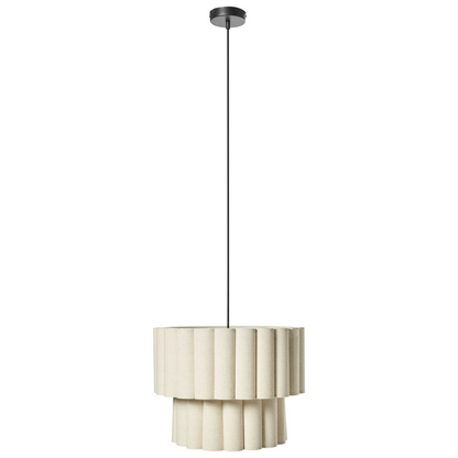 Pendant Lamp Beige Double-Layer Shade Matte Black Base