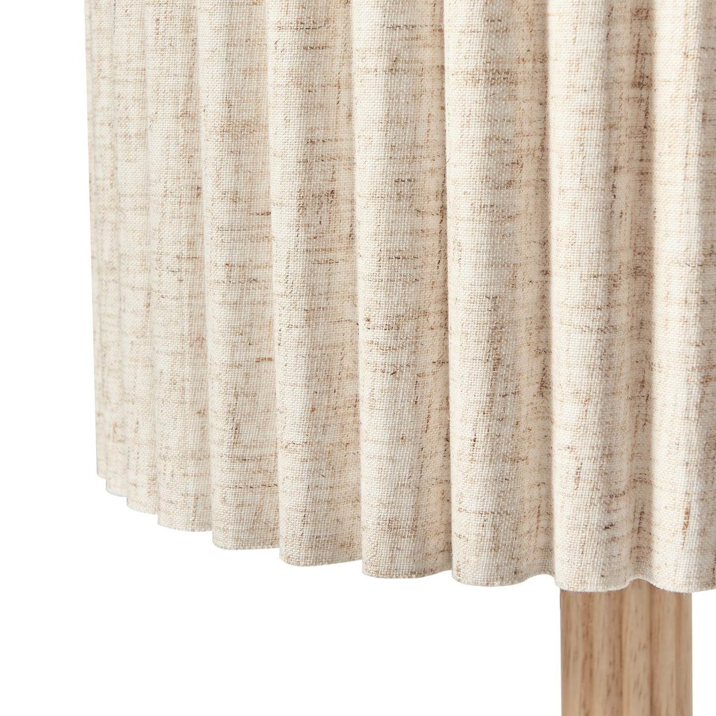 Table Lamp Beige Linen Shade Rubberwood Modern Scandinavian Living Room