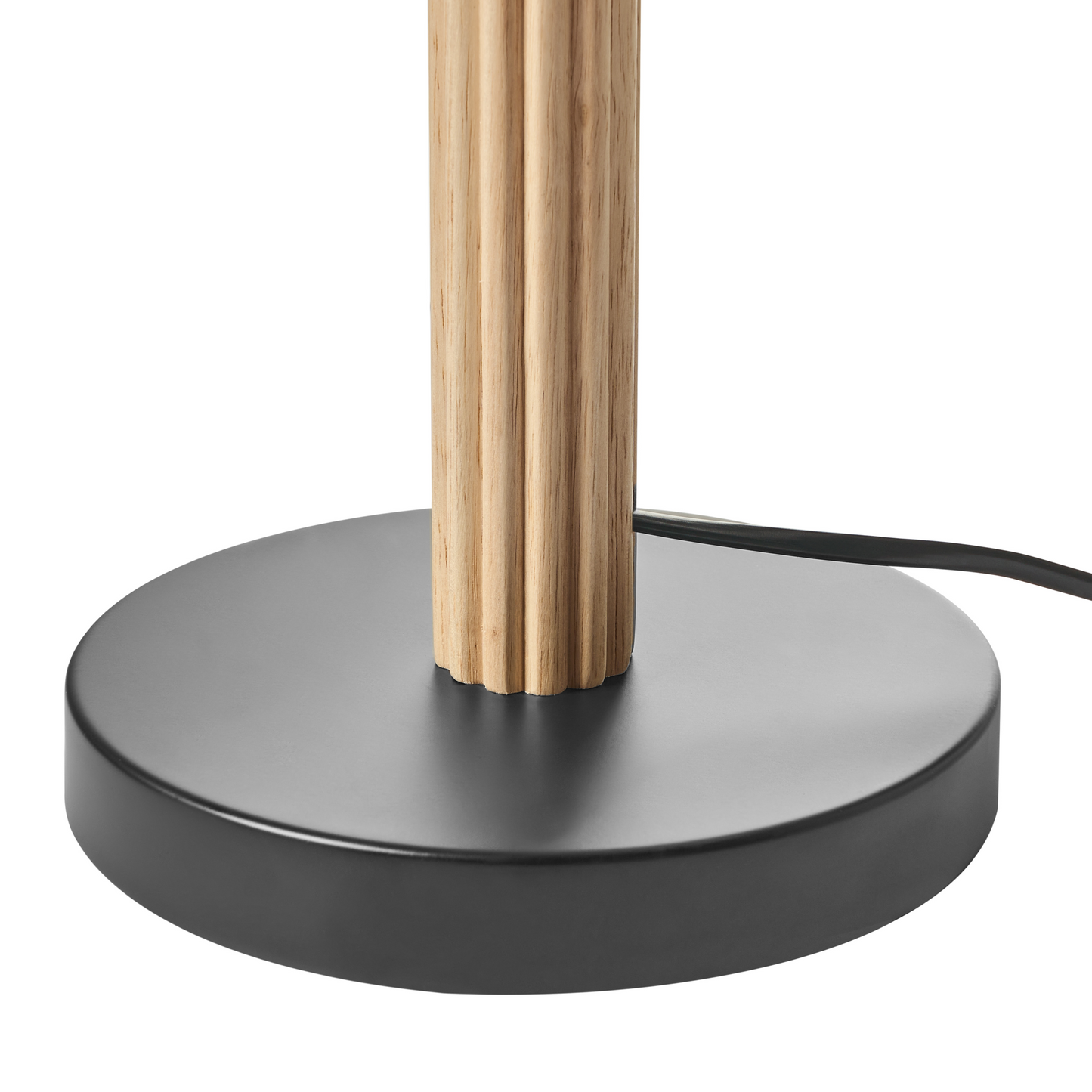 Table Lamp Beige Linen Shade Rubberwood Modern Scandinavian Living Room
