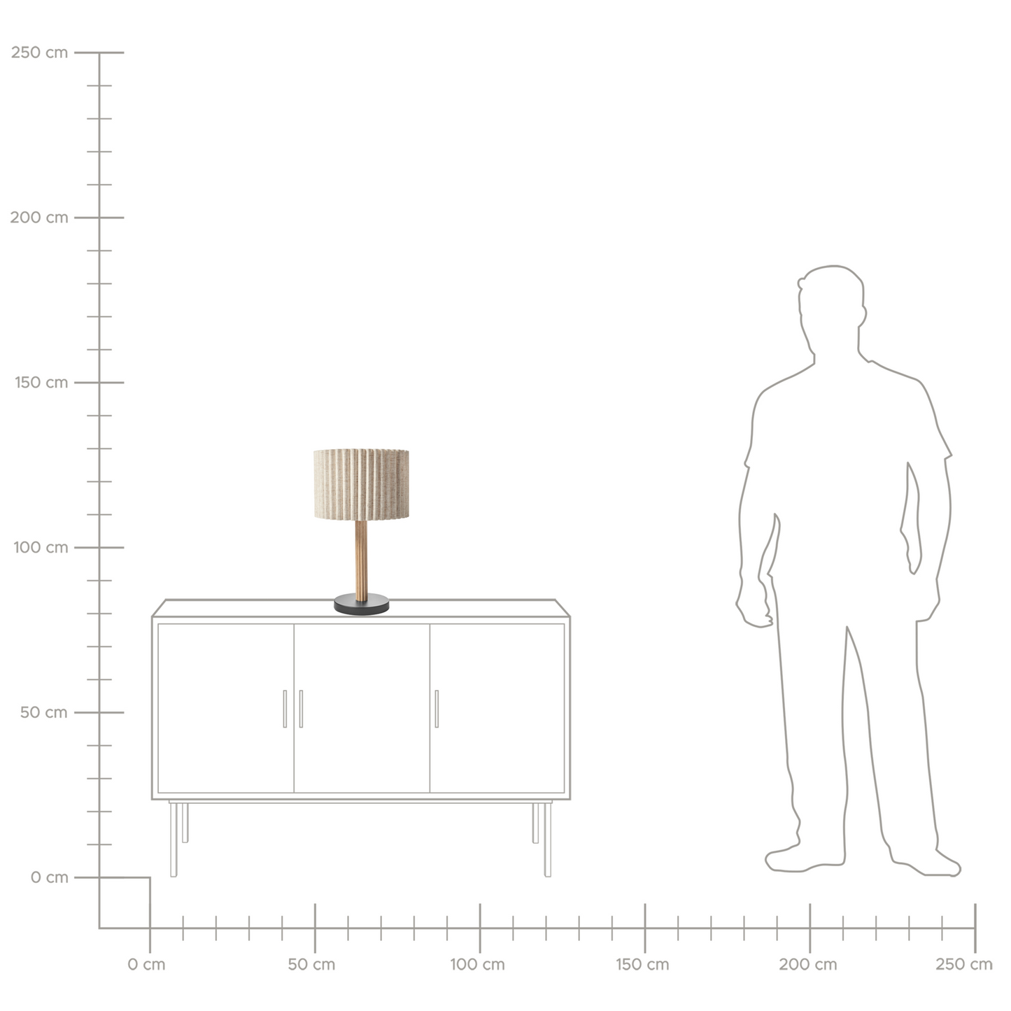 Table Lamp Beige Linen Shade Rubberwood Modern Scandinavian Living Room