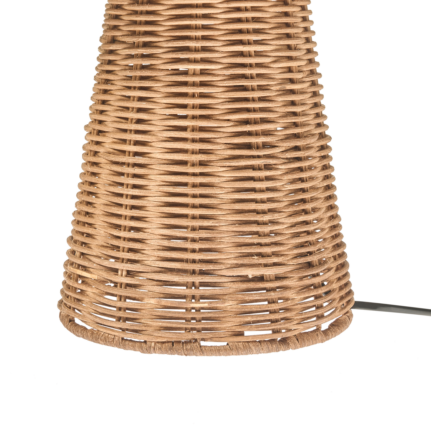 Table Lamp Brown Rattan Shade Wicker Base Cage Light