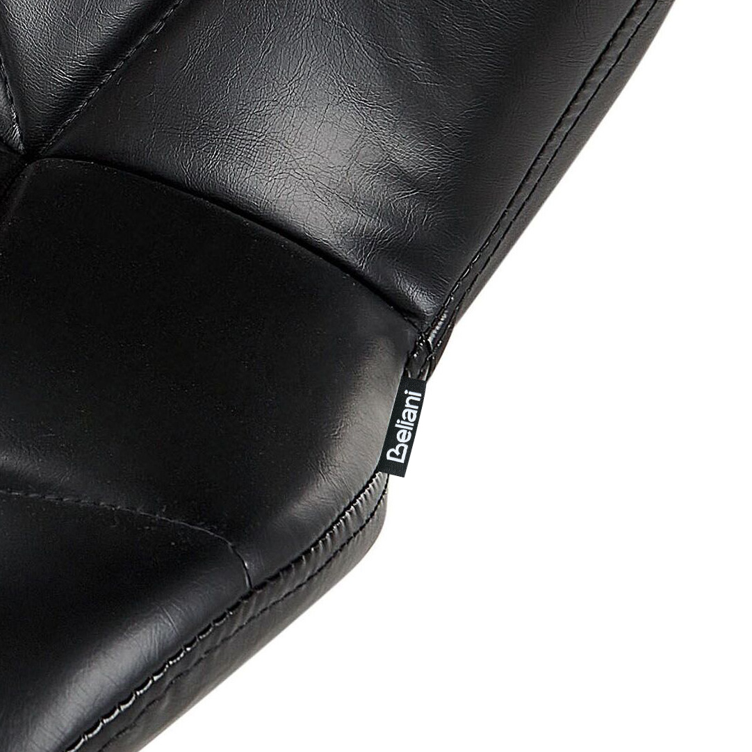 Bar Stool Set 2 Black Faux Leather Adjustable Height Swivel