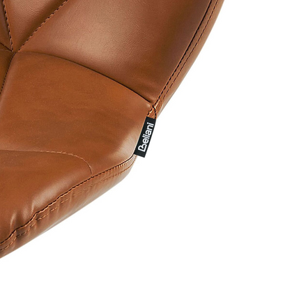 Bar Stool Set Of 2 Golden Brown Faux Leather Swivel