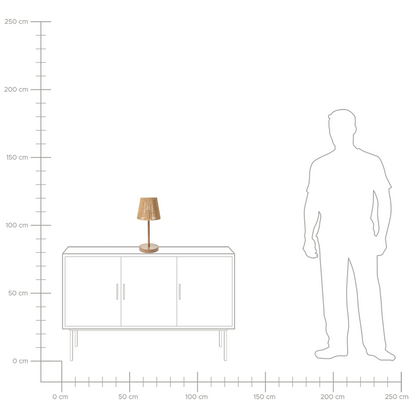 Table Lamp Brown Paper Rope Shade Matte Iron Base