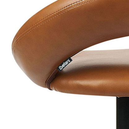 Bar Stool Set of 2 Golden Brown Faux Leather Swivel Gas Lift Adjustable Minimalist