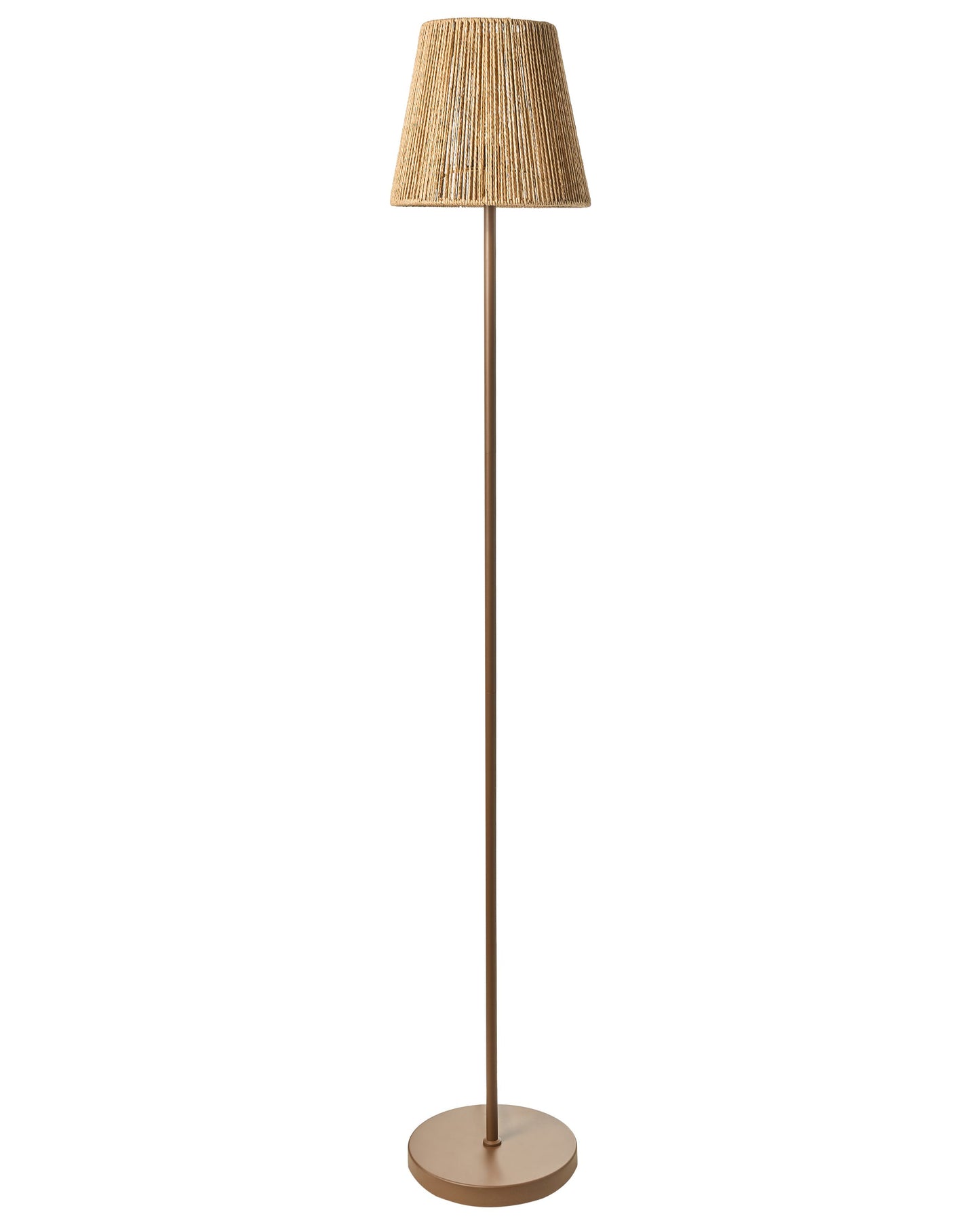 Floor Lamp Brown Paper Rope Shade Matte Metal Base