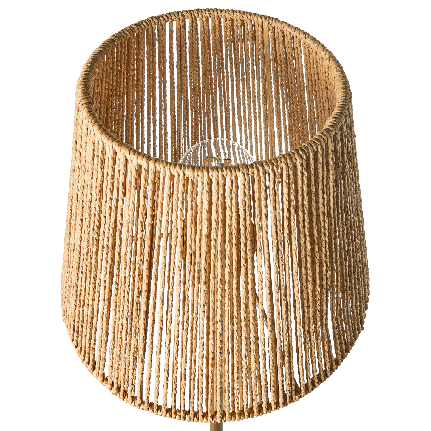 Floor Lamp Brown Paper Rope Shade Matte Metal Base