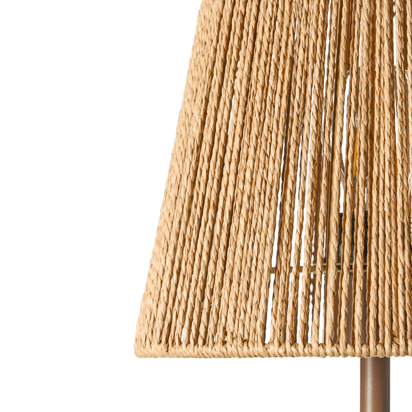 Floor Lamp Brown Paper Rope Shade Matte Metal Base