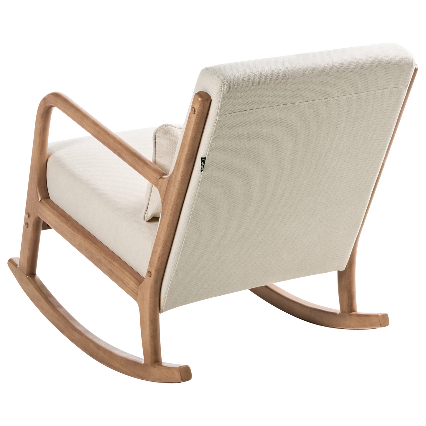 Heritage Rocking Chair Beige Fabric With Wooden Legs And Armrests