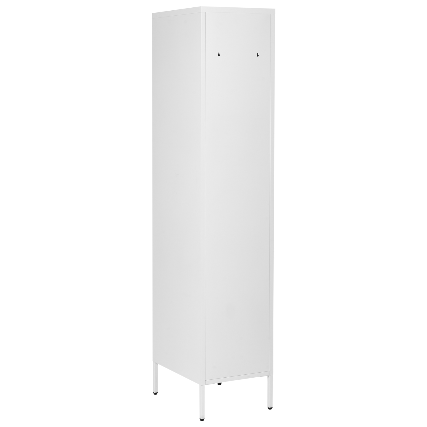 White Metal Storage Cabinet Lockable Doors With Five Shelves And Rail For Home Office