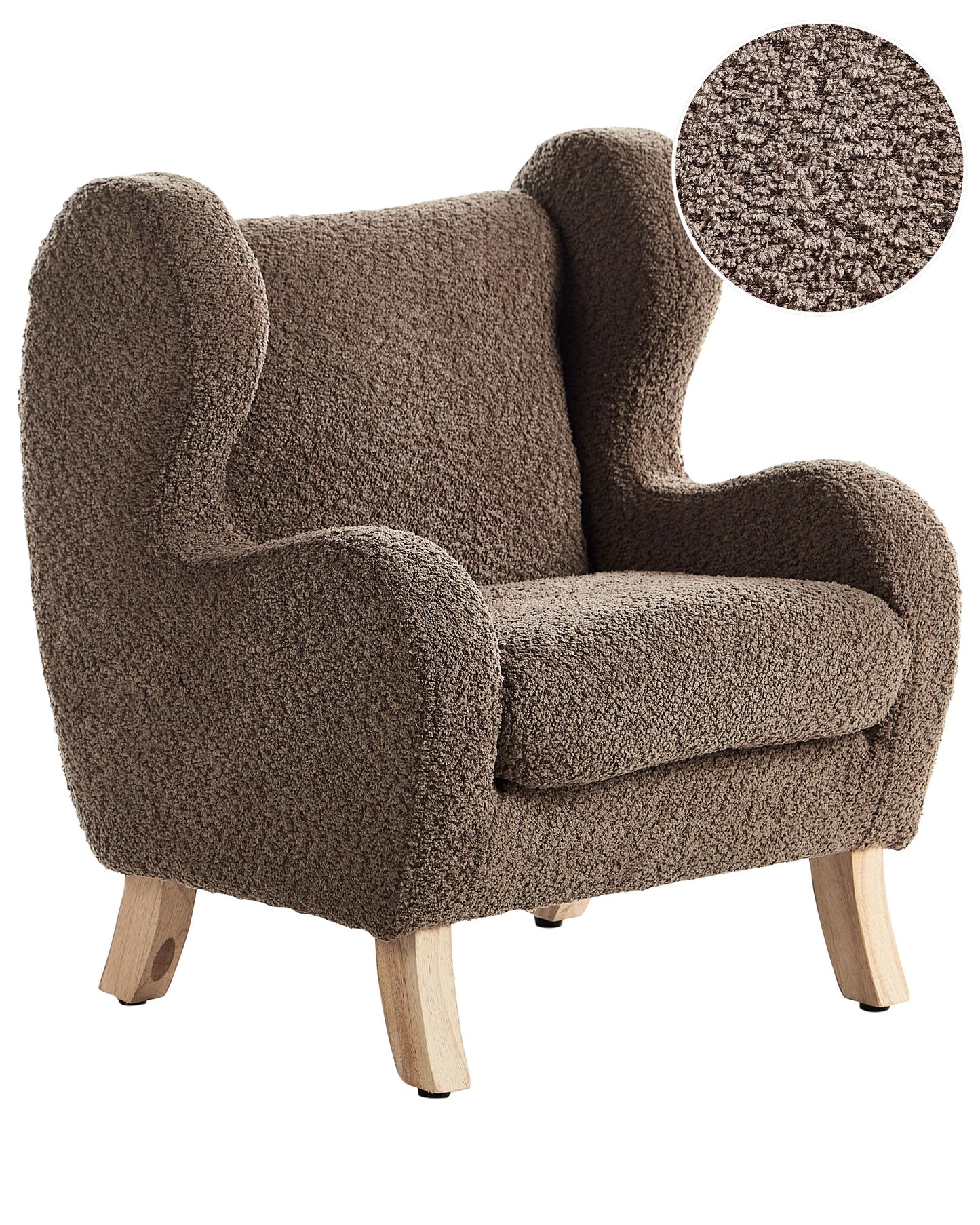 Boucle Armchair for Kids Brown Upholstery with Armrests Modern Nursery Chair