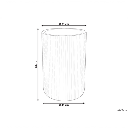 Home Flower Planter Brown Fibre Clay Pot 30 x 30 x 49cm Vertical Rib Finish Outdoor