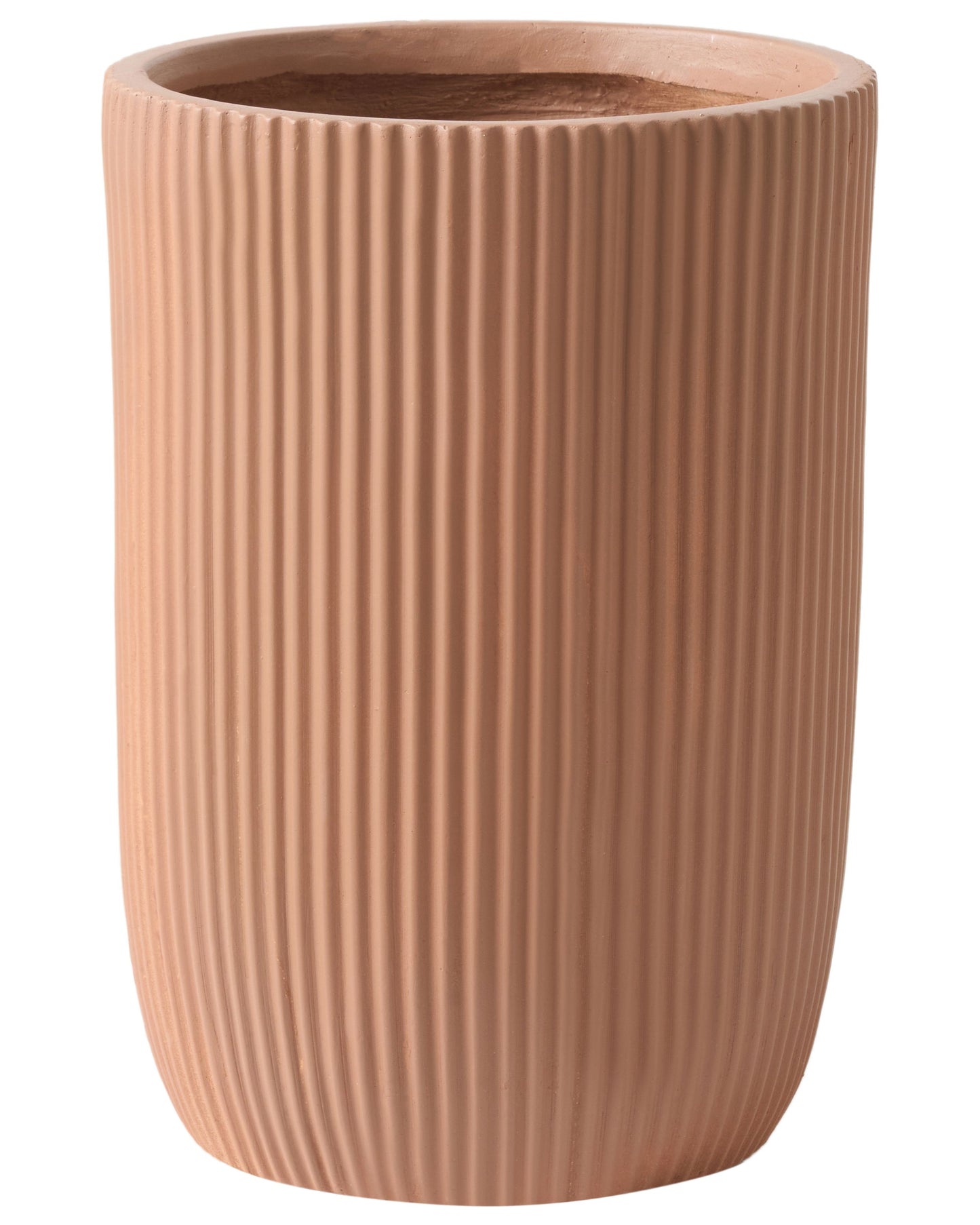 Flower Planter Brown Fibre Clay Pot With Drainage Hole 25 x 25 x 38cm Outdoor