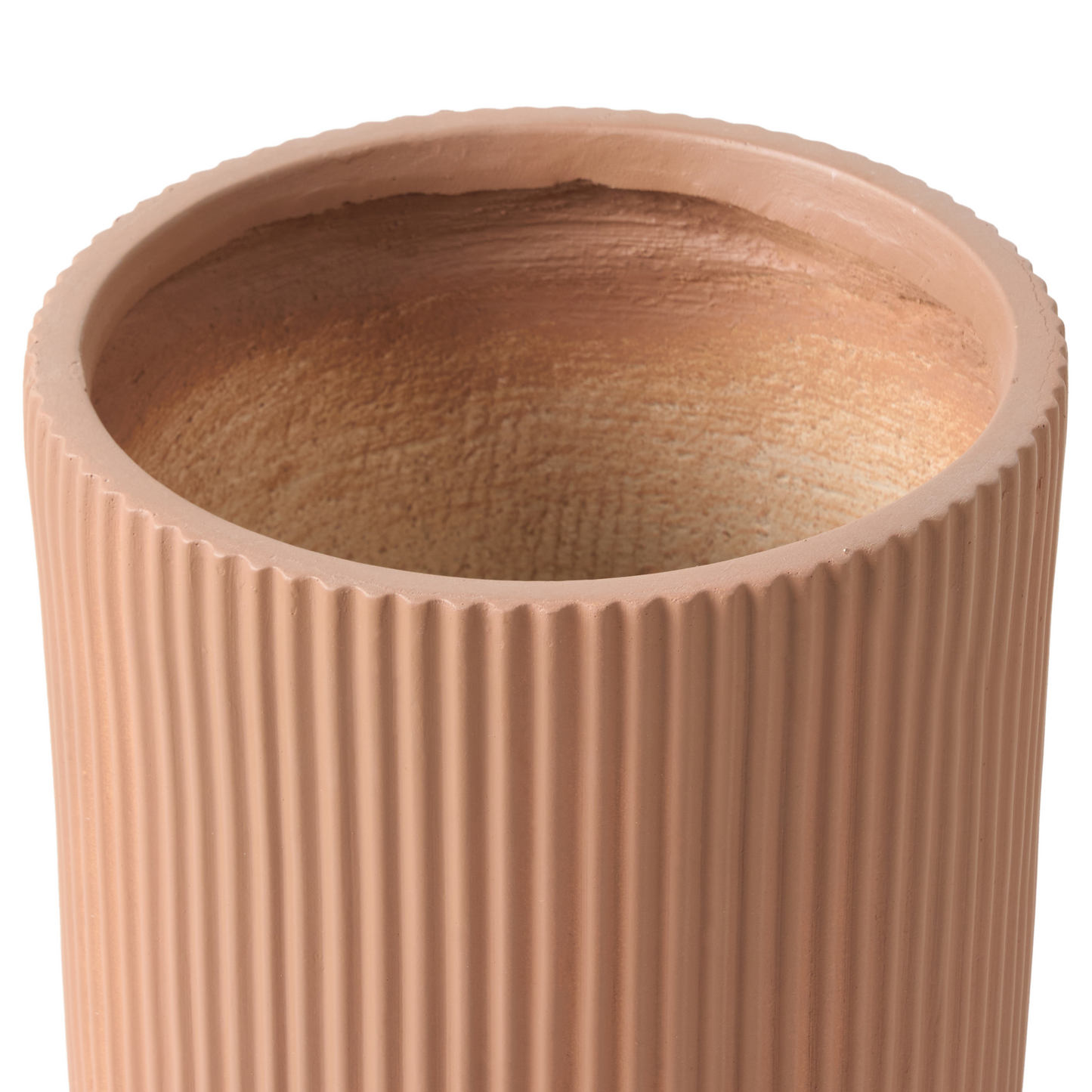 Flower Planter Brown Fibre Clay Pot With Drainage Hole 25 x 25 x 38cm Outdoor