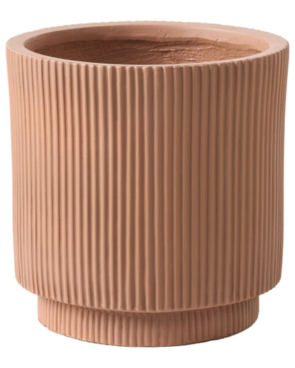 Taupe Fibre Clay Flower Planter 37cm With Vertical Rib