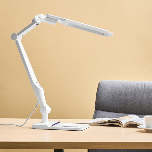 Desk Lamp White With Rotating Arm Stepless Dimmer