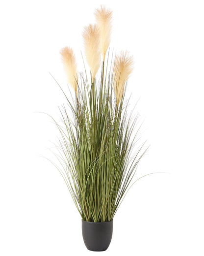 Artificial Pampas Grass Potted Plant 120cm Green White Reed Black Pot