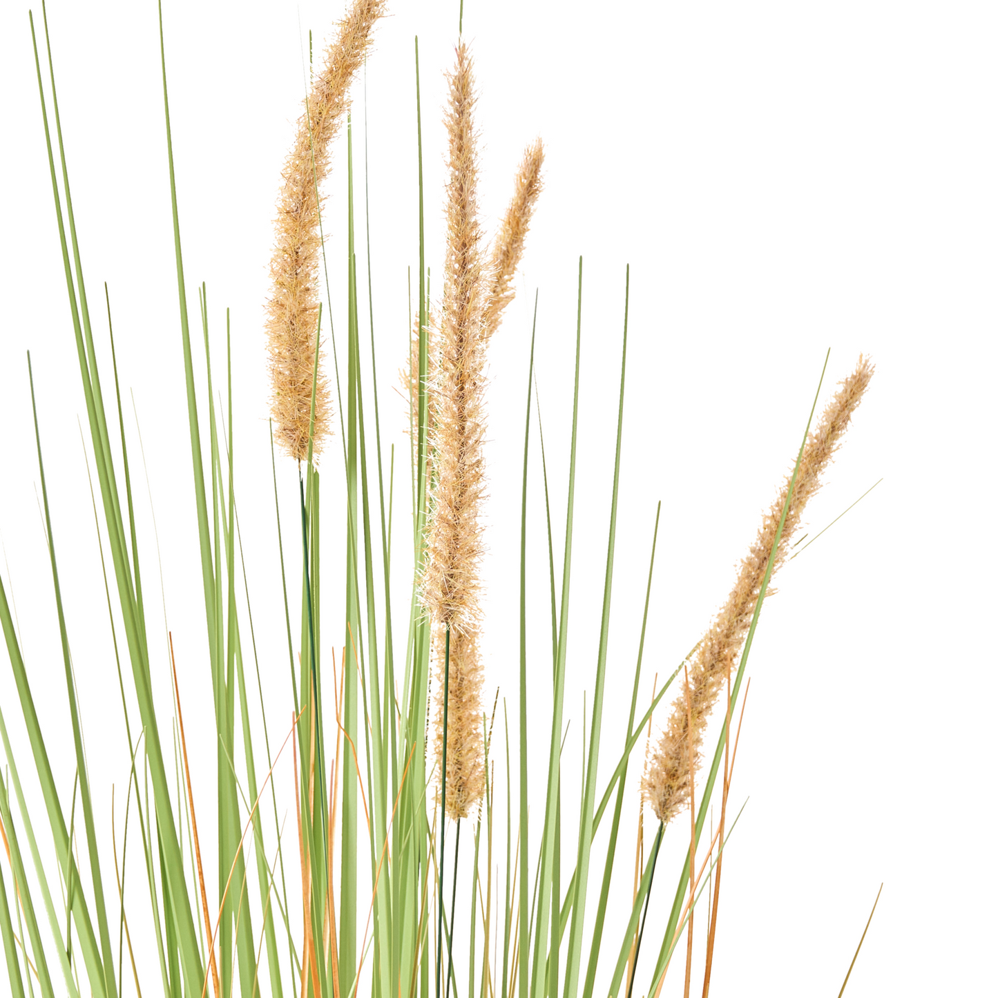 Living Artificial Potted Plant 90cm Green Orange Reed Flower In Black Pot Decor