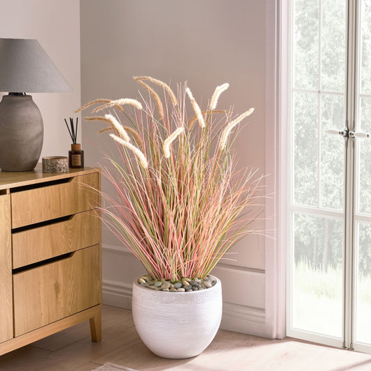 120cm Artificial Potted Plant Green Orange Reed Flower