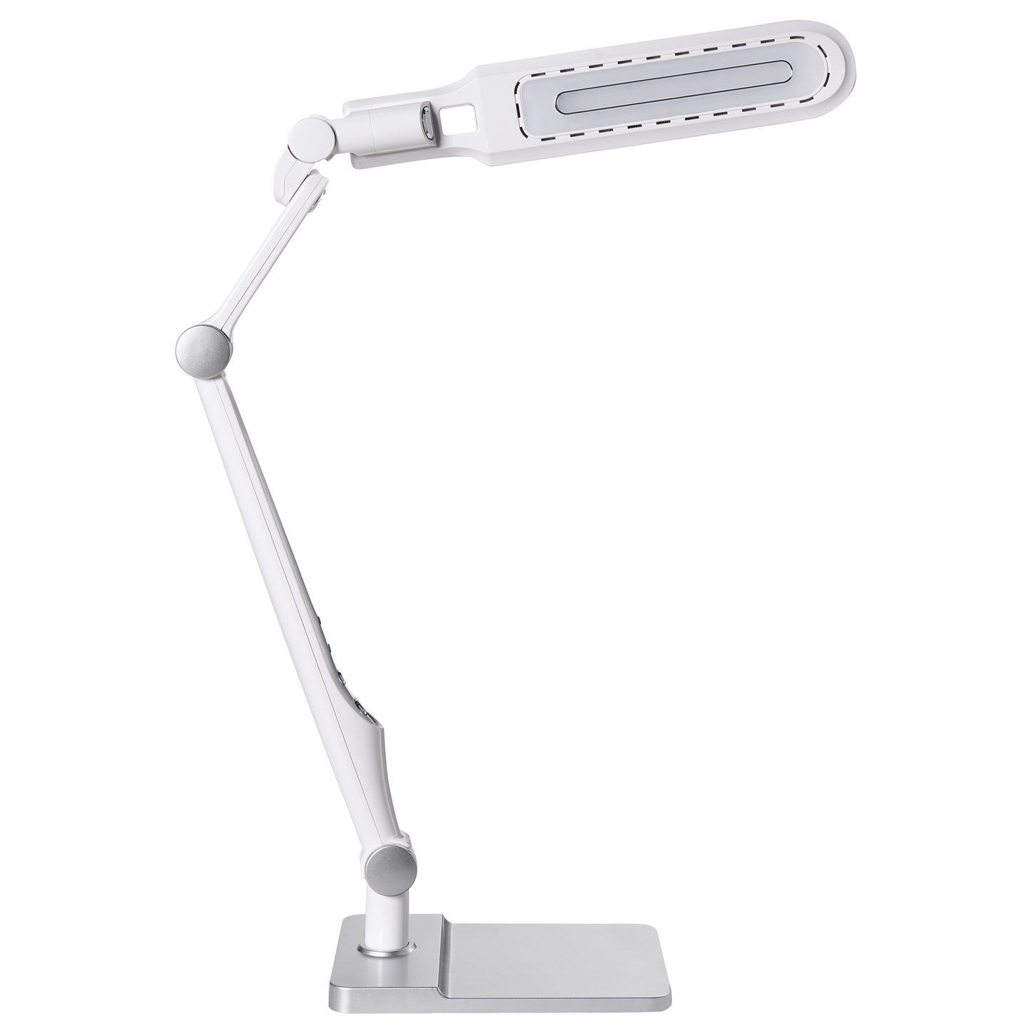 Silver Office Desk Lamp With Adjustable Rotating Arm And Stepless Dimming Color Temperature