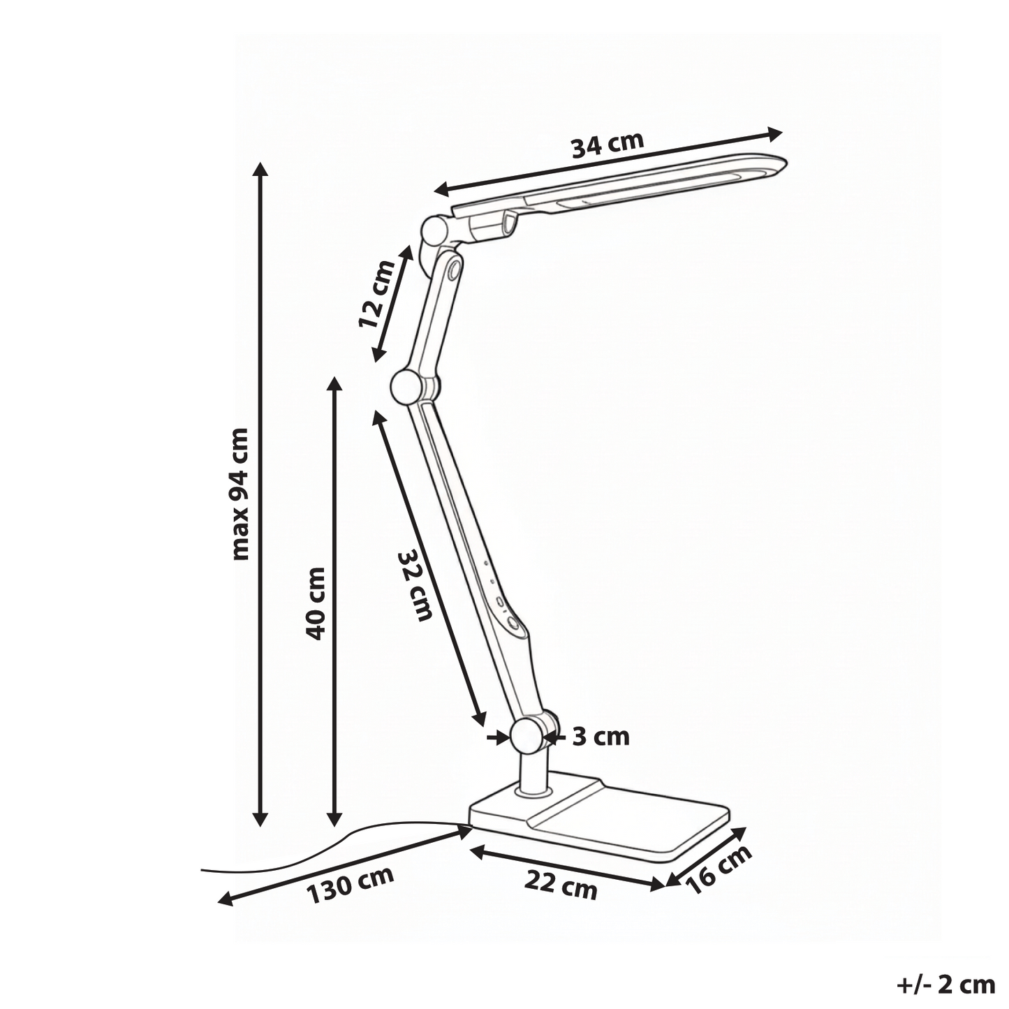 Silver Office Desk Lamp With Adjustable Rotating Arm And Stepless Dimming Color Temperature