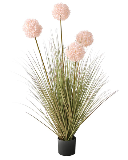 Potted Plant 120cm Green Grass Pink Reed Black Pot