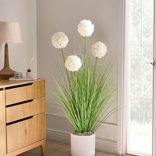 Decor Artificial Potted Plant 120cm Green Grass White Reed