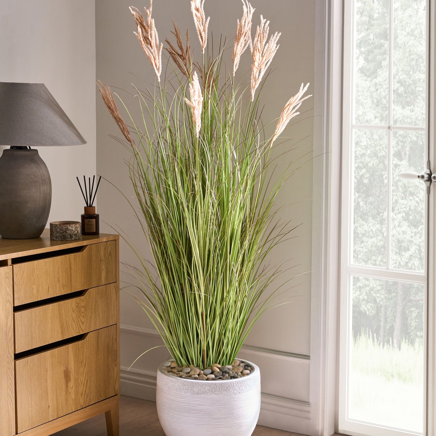 Fox Tail Green Brown Artificial Plant In Black Pot 150cm