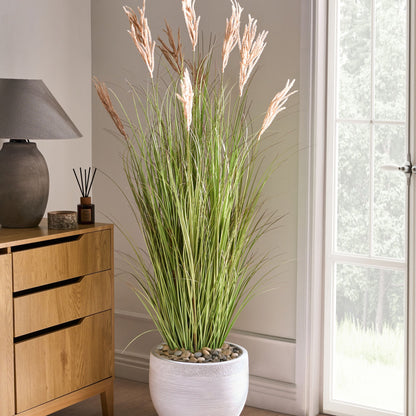 Fox Tail Green Brown Artificial Plant In Black Pot 150cm