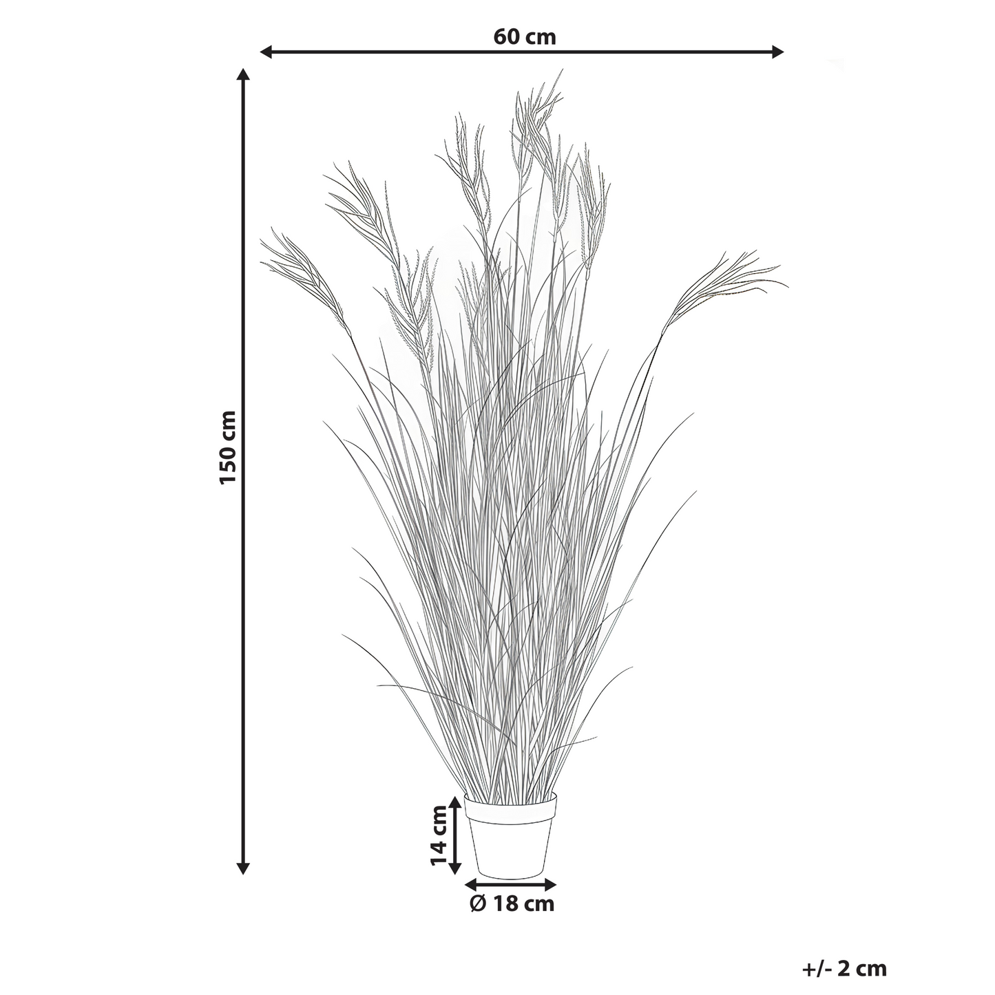 Fox Tail Green Brown Artificial Plant In Black Pot 150cm