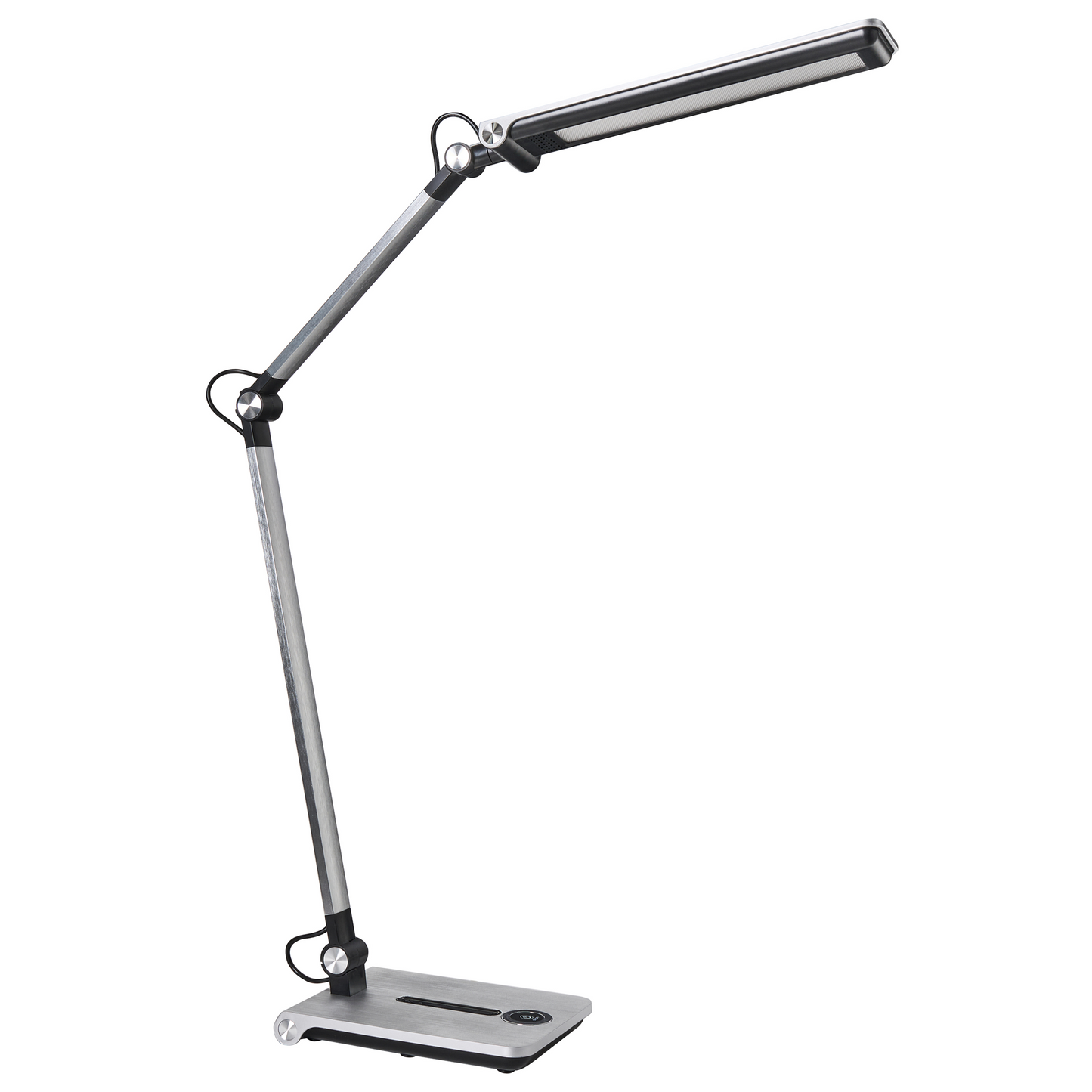 Silver Desk Lamp With Adjustable Arm And 5 Step Dimmer Switch
