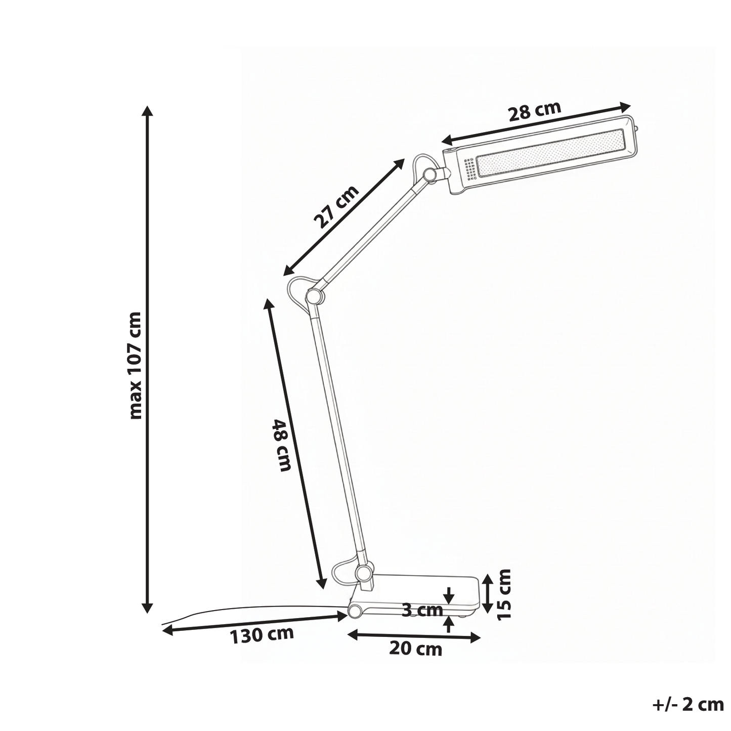 Silver Desk Lamp With Adjustable Arm And 5 Step Dimmer Switch