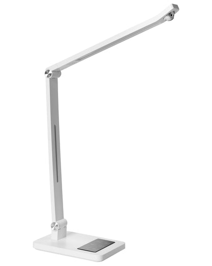 LED Desk Lamp White Adjustable Arm Rotating Shade Dimmer