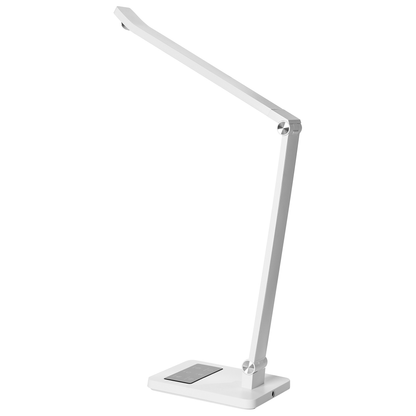 LED Desk Lamp White Adjustable Arm Rotating Shade Dimmer
