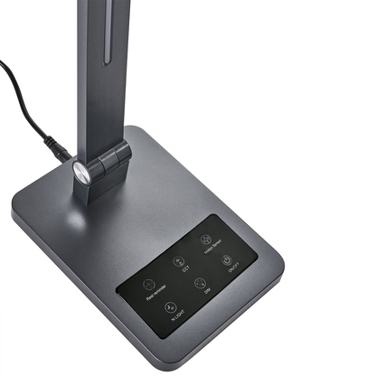 LED Desk Lamp Dark Grey With Adjustable Arm Rotating Shade Motion Sensor And 3 Temperature Colors