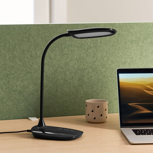 Office Desk Lamp Black With Adjustable Arm Stepless Dimmer CCT