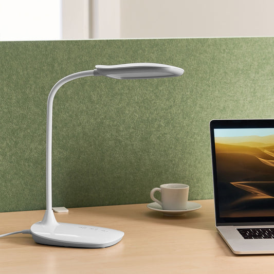 Office Desk Lamp White LED With Adjustable Arm Stepless Dimming CCT Function