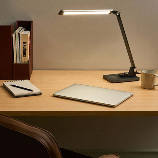 Desk Lamp Black Aluminium Wireless Charger Stepless Dimmer