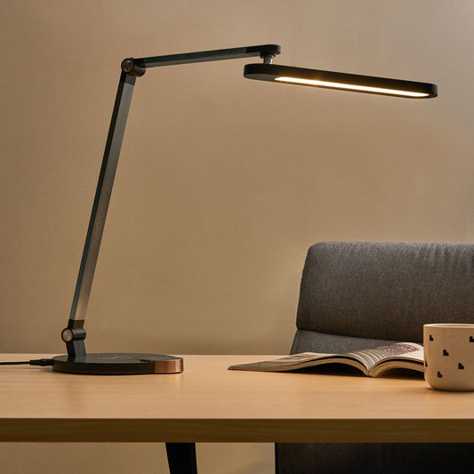 Desk Lamp Black Wireless Charger 3 Temp Modes Stepless Dimmer