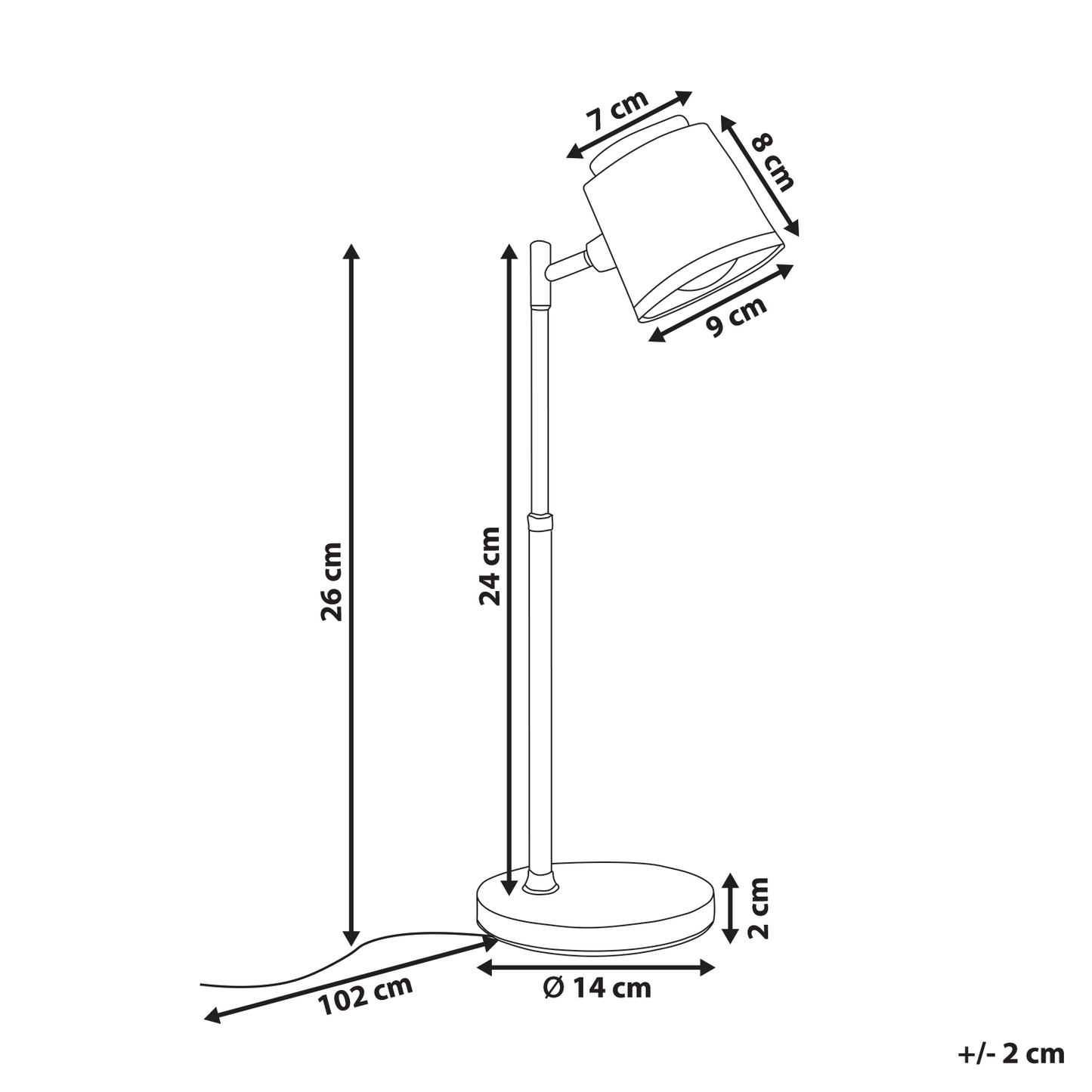 2-In-1 Desk Wall Lamp Black With Detachable Arm Stepless Dimmer