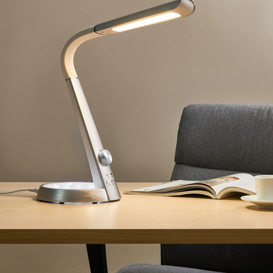 Desk Lamp Silver 3 CCT Modes Dimmer USB Port Adjustable Shade