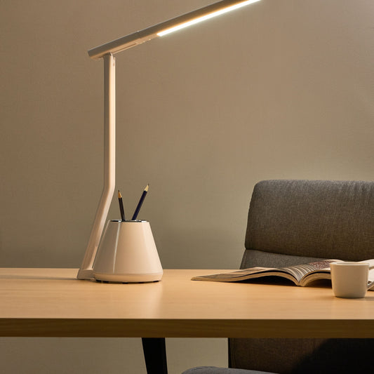 LED Desk Lamp White With Dimmer, 3 CCT Modes, Pen Holder