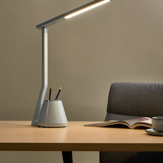 LED Desk Lamp With Pen Holder, 3 CCT Dimmer, Light Blue