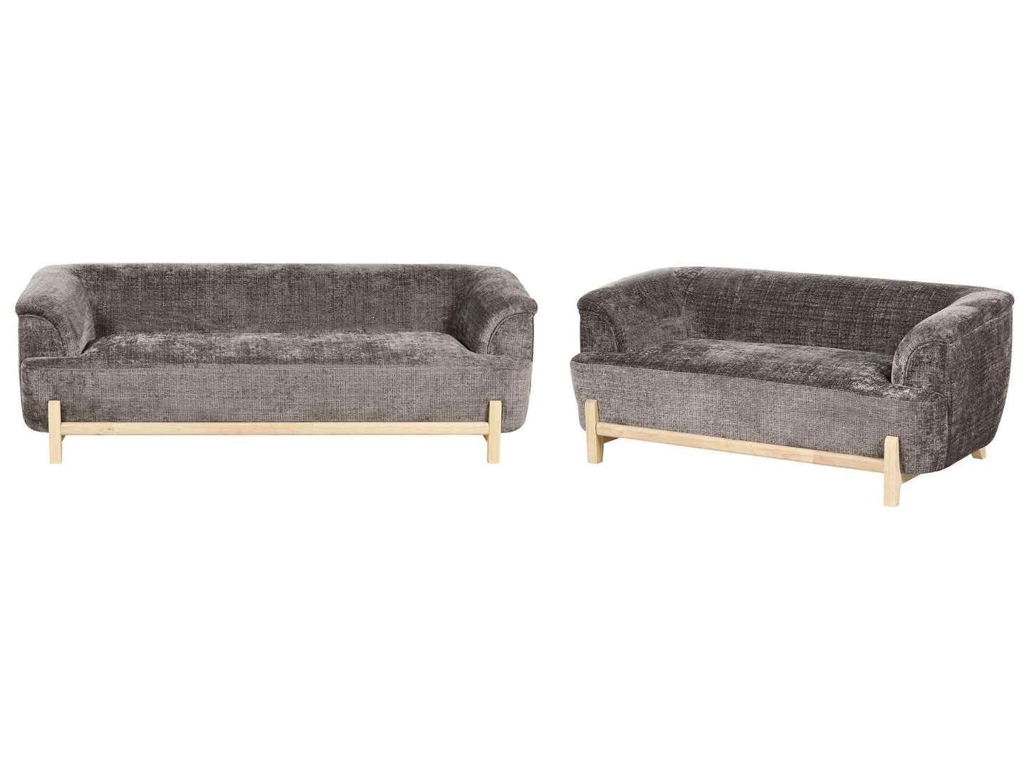 5 Seater Living Room Set Brown Chenille With Wooden Legs