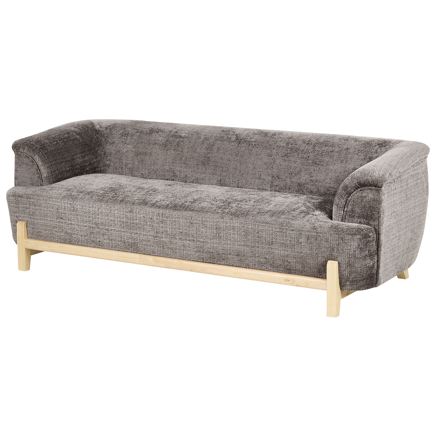 5 Seater Living Room Set Brown Chenille With Wooden Legs